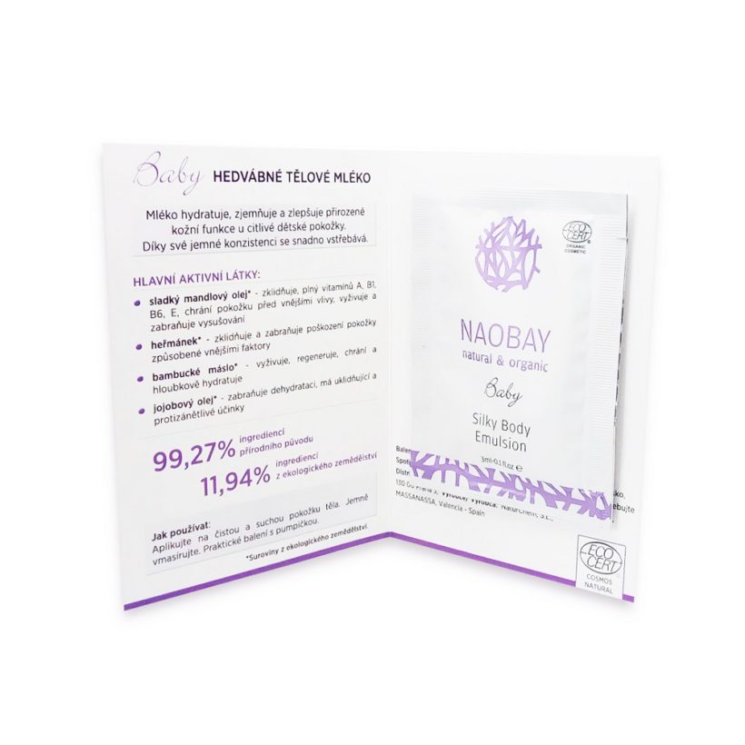 Vzorek: Dětské hedvábné tělové mléko – sáček KrasnaNaMiru-cz