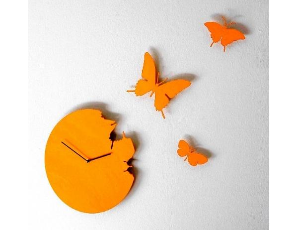 Designové hodiny Diamantini a Domeniconi Butterfly diamond yellow 40cm DESIGNOVÉ HODINY