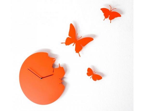 Designové hodiny Diamantini a Domeniconi Butterfly orange 40cm DESIGNOVÉ HODINY