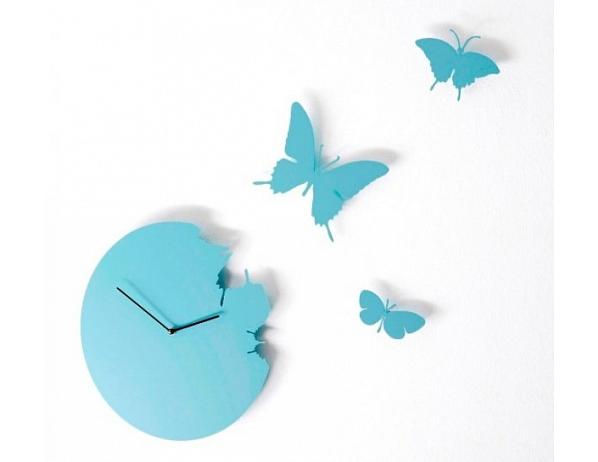 Designové hodiny Diamantini a Domeniconi Butterfly sky blue 40cm DESIGNOVÉ HODINY