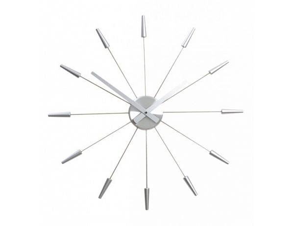 nástěnné hodiny 2610zi Nextime Plug Inn stříbrné 60cm DESIGNOVÉ HODINY