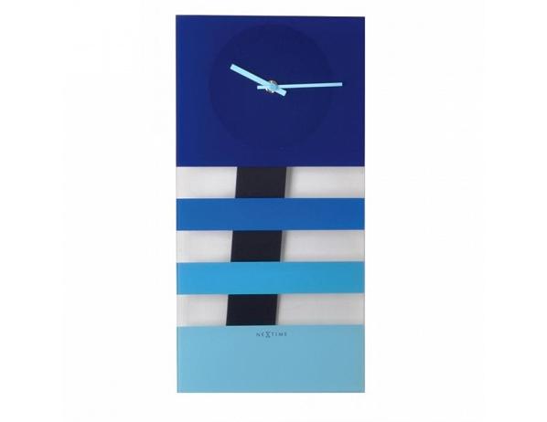 nástěnné hodiny 2855bl Nextime Bold Stripes blue 38x19cm DESIGNOVÉ HODINY