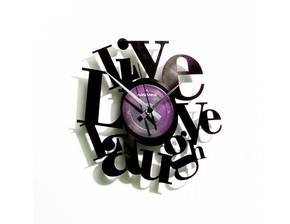 nástěnné hodiny Discoclock 007 Live love laugh 30cm DESIGNOVÉ HODINY