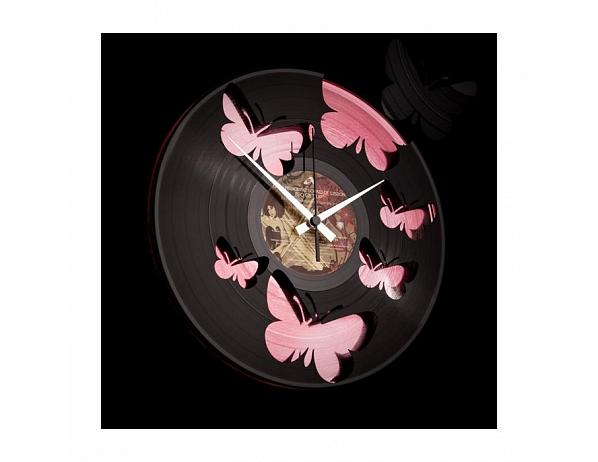 nástěnné hodiny Discoclock 056 Motýli Pink 30cm DESIGNOVÉ HODINY