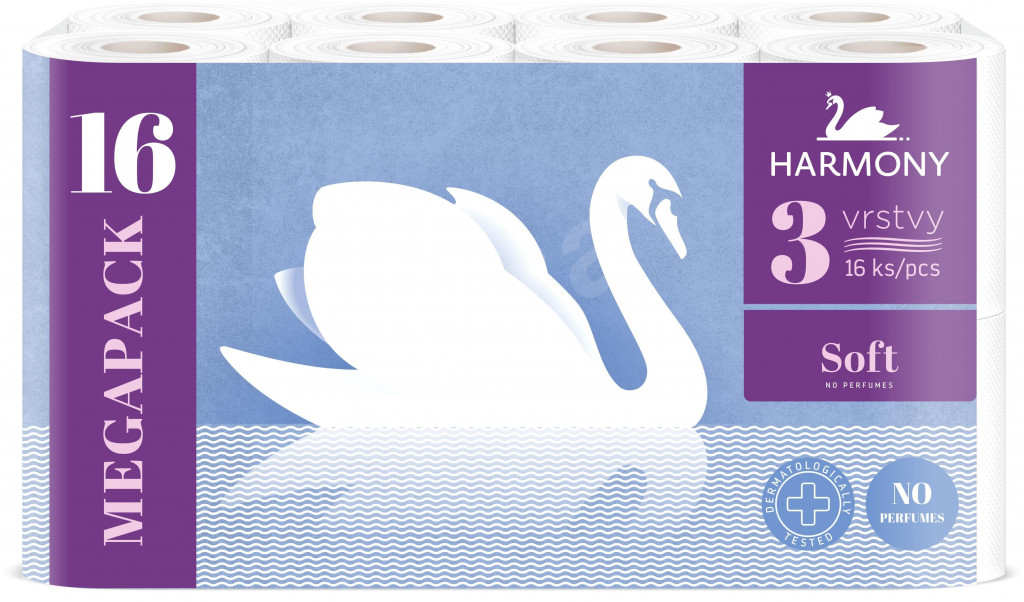 Toaletní papír Harmony Soft 3vrst./16 ks bílý Papermax-cz