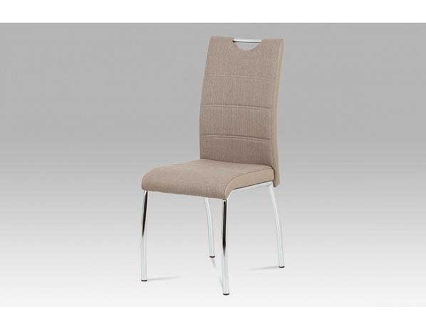 Artium  Jídelní židle HC-586 CAP2 cappuccino látka + cappuccino koženka / chrom Artium