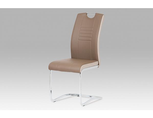 Artium  Jídelní židle chrom / koženka coffee + cappucino boky Artium