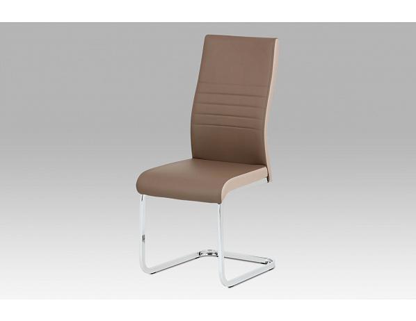 Artium  Jídelní židle coffee + cappuccino koženka / chrom Artium