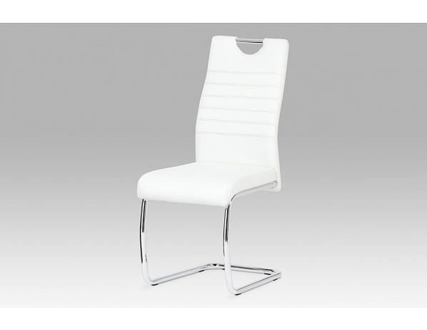 Artium  Jídelní židle koženka bílá / chrom Artium