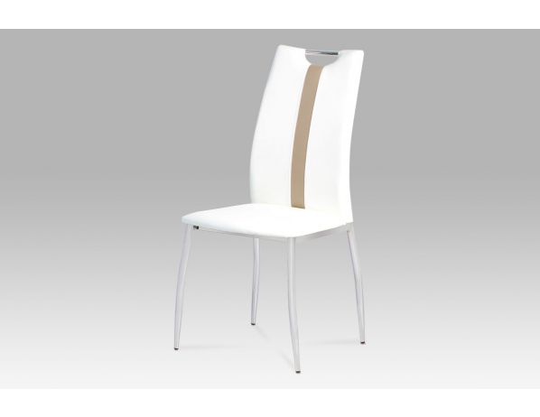 Artium  Jídelní židle koženka bílá / chrom Artium