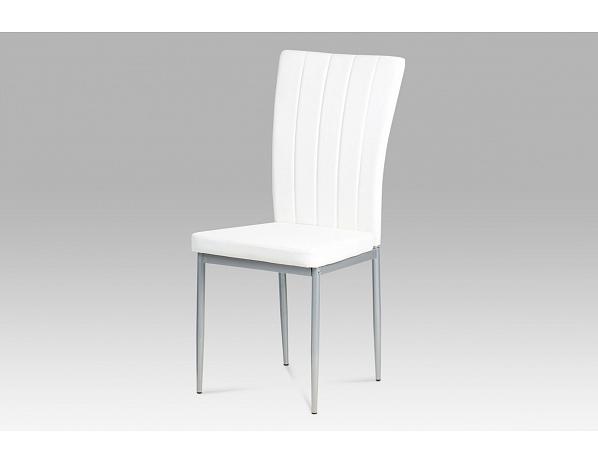 Artium  Jídelní židle koženka bílá / šedý lak Artium