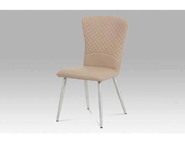 Artium  Jídelní židle koženka cappuccino / broušený nerez Artium