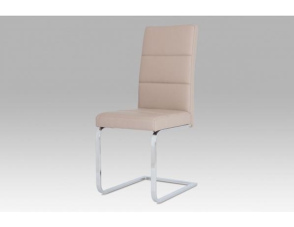 Artium  Jídelní židle koženka cappuccino / chrom Artium