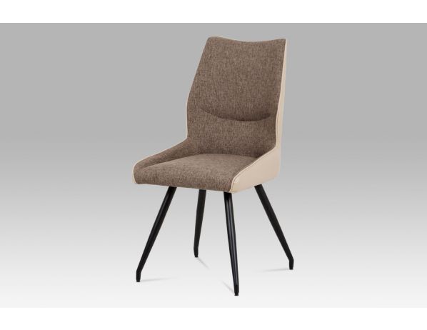 Artium  Jídelní židle koženka cappuccino + látka / černá kov Artium