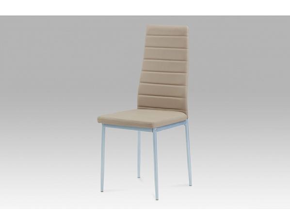 Artium  Jídelní židle koženka cappuccino / šedý lak Artium