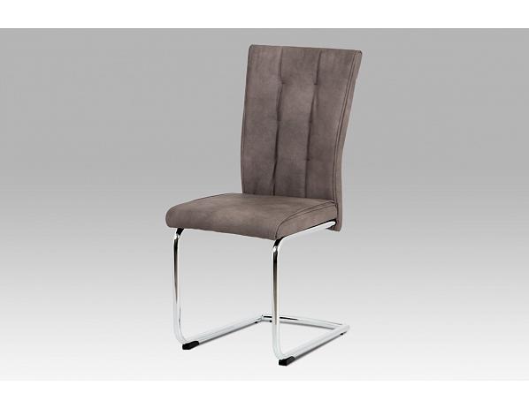 Artium  Jídelní židle koženka hnědá / chrom Artium