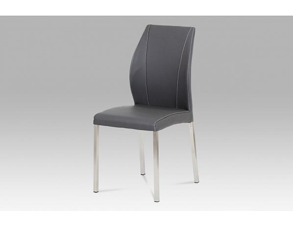 Artium  Jídelní židle koženka šedá / broušený nerez Artium