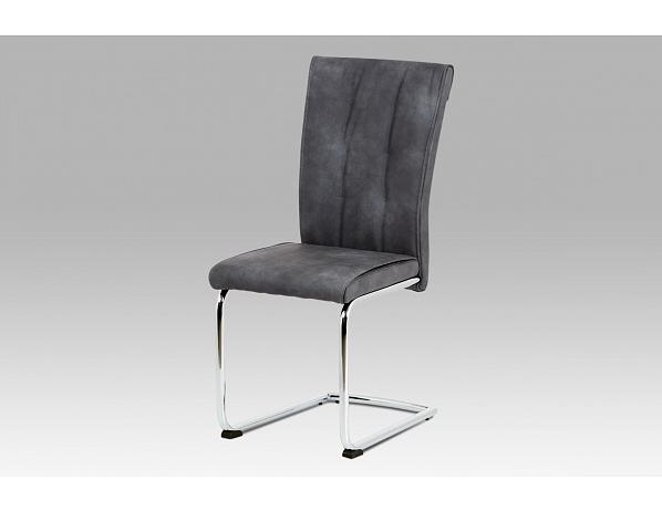 Artium  Jídelní židle koženka šedá / chrom Artium