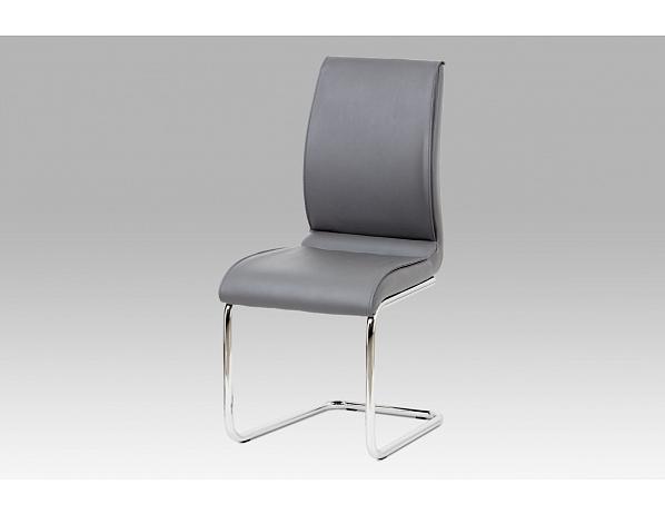 Artium  Jídelní židle koženka šedá / chrom Artium