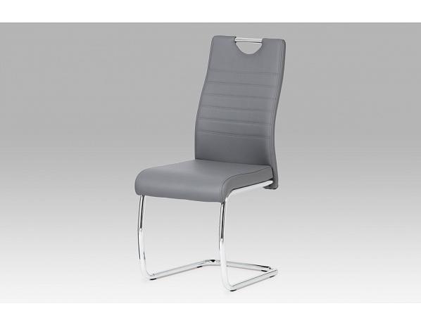 Artium  Jídelní židle koženka šedá / chrom Artium