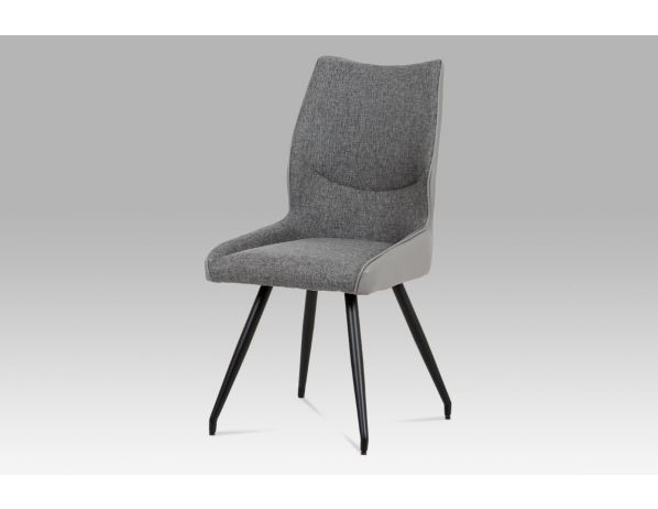 Artium  Jídelní židle koženka šedá + látka / černá kov Artium