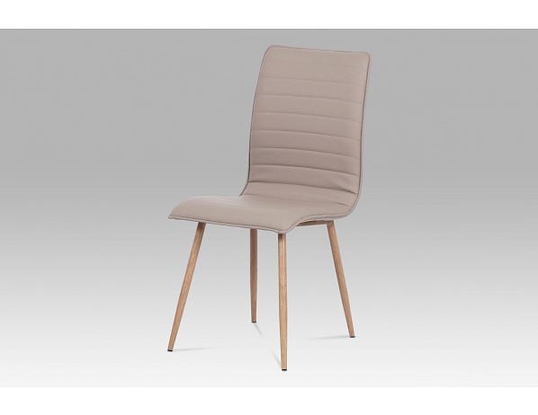 Artium  Jídelní židle lanýžová koženka / kov (dekor dub) Artium