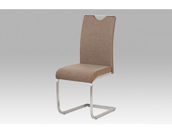 Artium  Jídelní židle látka cappuccino + koženka cappuccino / broušený nerez Artium