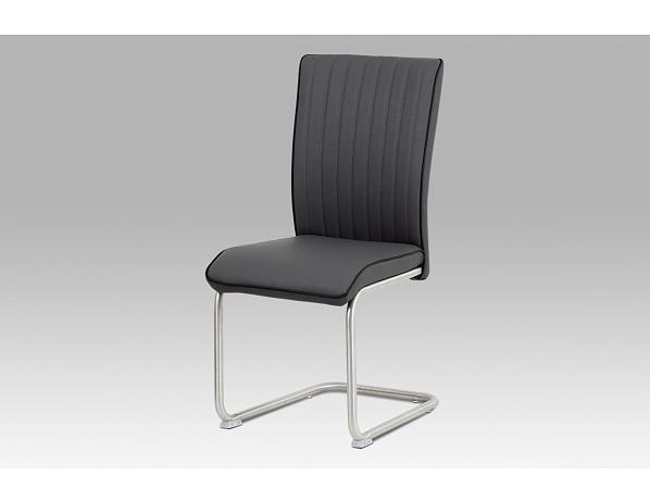 Artium  Jídelní židle šedá koženka / broušený nerez Artium