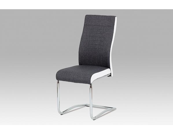 Artium  Jídelní židle šedá látka + bílá koženka / chrom Artium