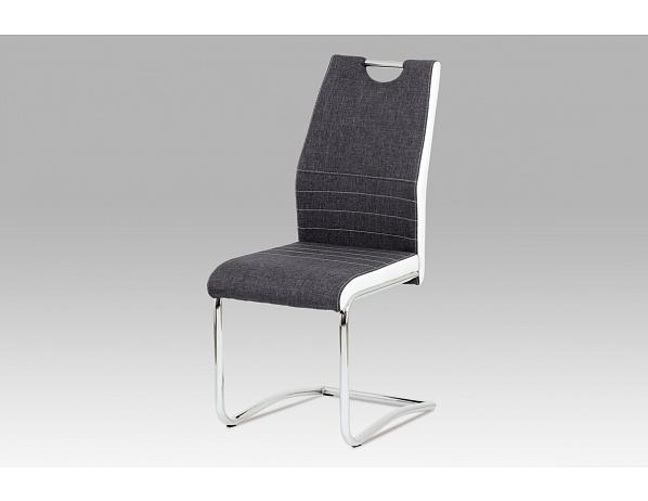 Artium  Jídelní židle šedá látka + bílá koženka / chrom Artium