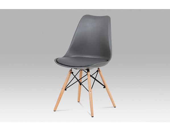 Artium  Jídelní židle šedý plast / šedá koženka / natural Artium