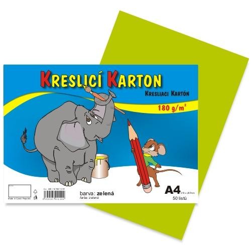 Kreslící karton barevný A4 50ks 180g zelený Papermax-cz