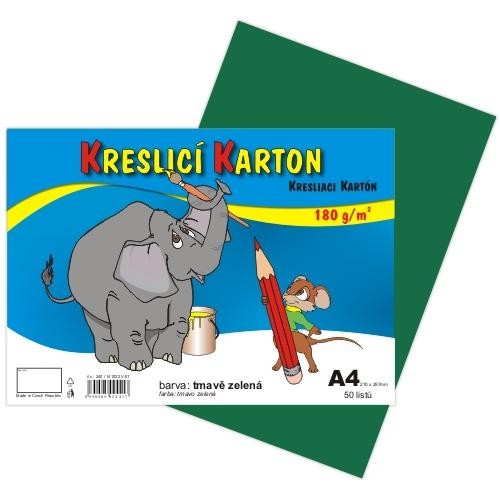 Kreslící karton barevný A4 50ks 180g tmavě zelený Papermax-cz