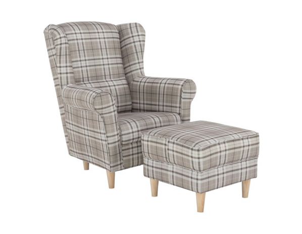 TEMPO KONDELA  Křeslo ušák s taburetem