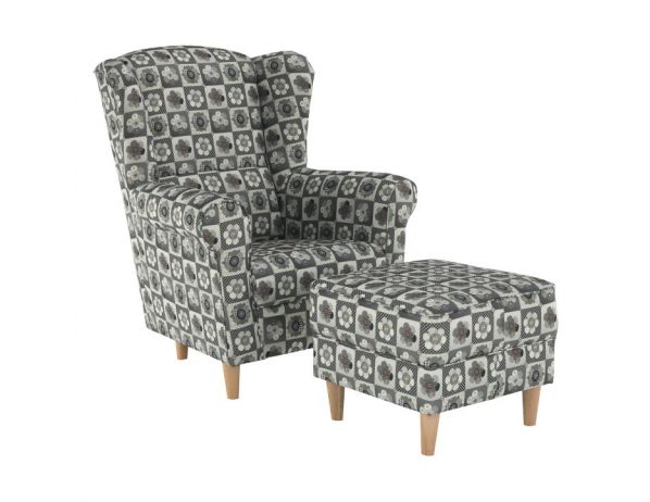 TEMPO KONDELA  Křeslo ušák s taburetem