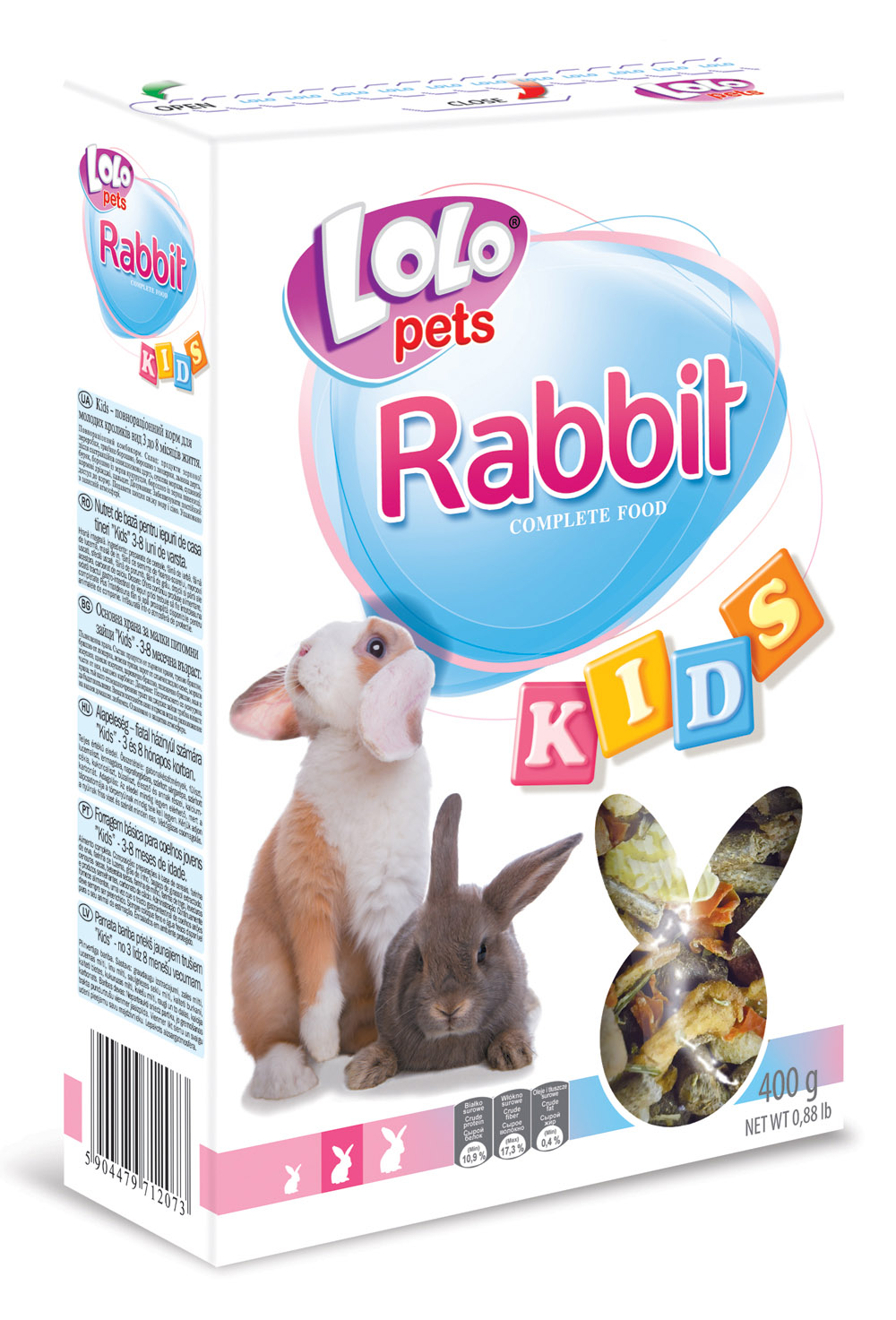 Lolo kids kompl. krmivo pro králíky 3-8 měs. 400g krabička eMazel-cz