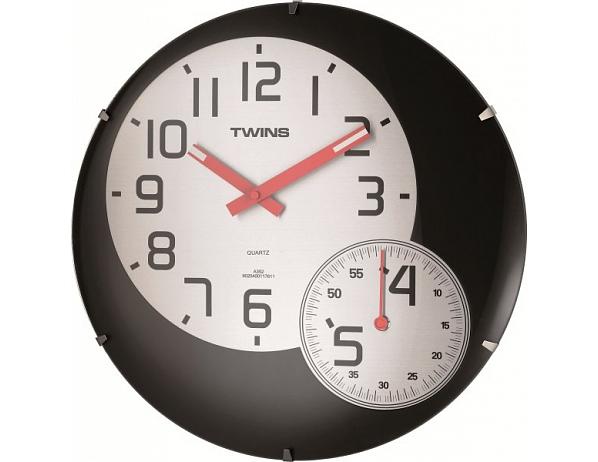 Nástěnné hodiny Twins 352 black 35cm DESIGNOVÉ HODINY