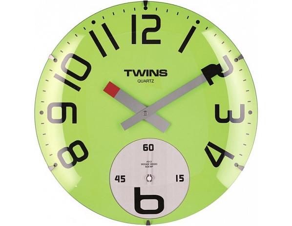 Nástěnné hodiny Twins 363 green 35cm DESIGNOVÉ HODINY