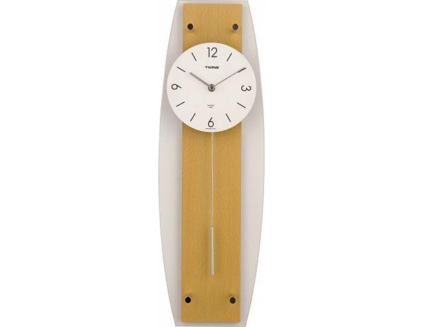 Nástěnné kyvadlové hodiny Twins 9897 natur 50cm DESIGNOVÉ HODINY