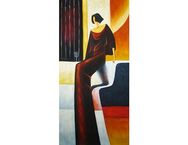 Obraz - Sedící žena se sklenkou 100PA