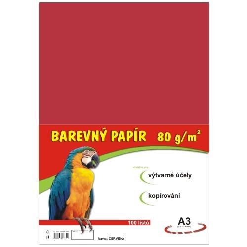 Papír barevný A3 100ks 80g červený Papermax-cz