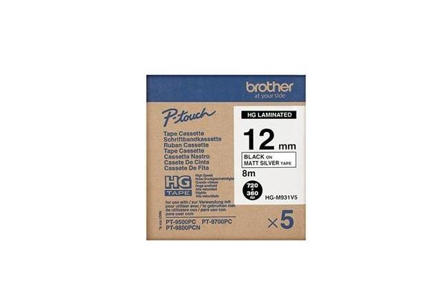 Páska Brother HGM931V5 (Černý tisk/stříbrný podklad) Tonery Náplně