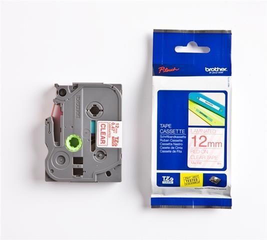 Páska Brother TZ-132 - originální (Červený tisk/ průsvitný podklad) Brother