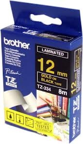 Páska Brother TZ-334 (Zlatý tisk/černý podklad) Tonery Náplně