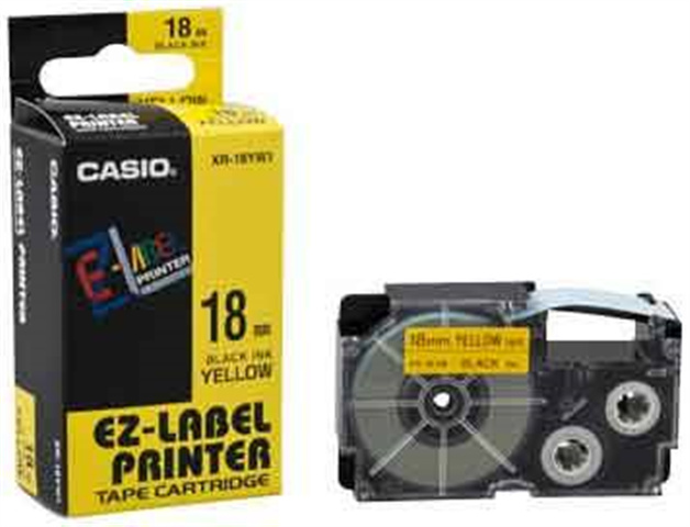 Páska Casio XR-18YW1 (Černý tisk/žlutý podklad) (18mm) ToneryNáplně