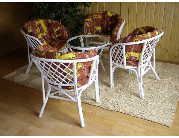 Ratan-klub  Ratanová souprava BAHAMA 4+1 bílá - XL polstr Ratan-klub