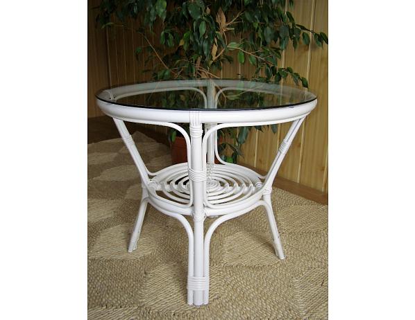 Ratan-klub  Ratanový obývací stolek BAHAMA - bílý ratan Ratan-klub