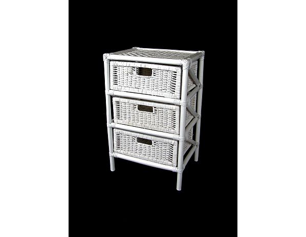 Ratan-klub  Ratanový prádelník 3 zásuvky - bílý ratan Ratan-klub