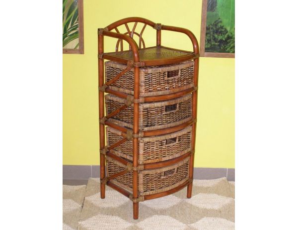 Ratanový prádelník-4 zásuvky-tmavý Ratan-klub