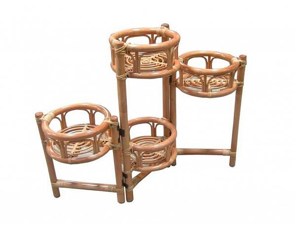 Ratanový stojan na 4 květiny-světlý Ratan-klub